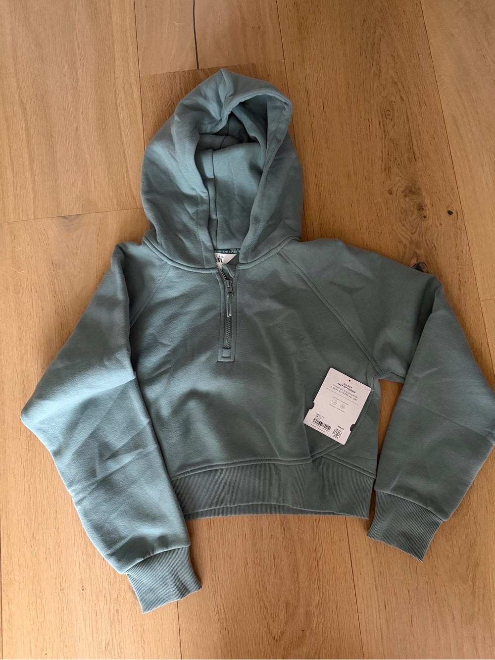 Athleta Girl Sage Green Half-Zip Hooded Pullover
